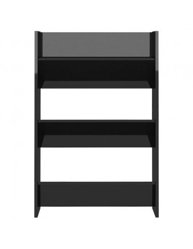 Scarpiere a Muro 2pz Nero Lucido 60x18x90cm Legno Multistrato