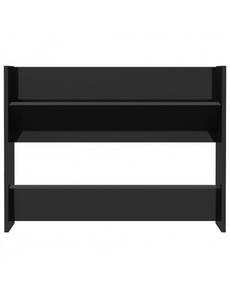 Scarpiere a Muro 2pz Nero Lucido 80x18x60cm Legno Multistrato