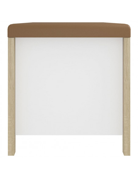 Scatola con Cuscino Bianco Rovere Sonoma 105x40x45 Multistrato