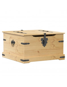 Scatola Portaoggetti Corona 78x78x45 cm Legno Massello di Pino