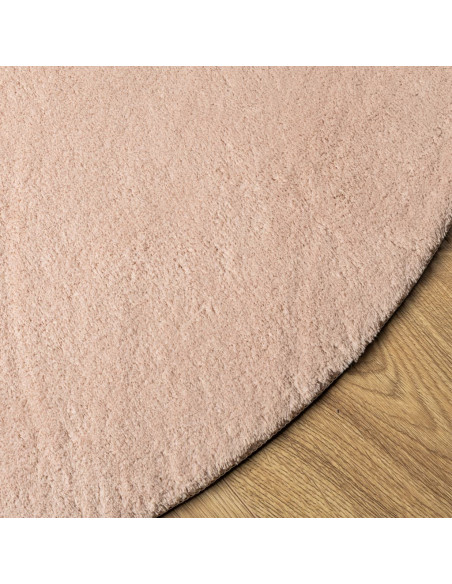 Tappeto a Pelo Corto HUARTE Morbido e Lavabile Rosato Ø 80 cm