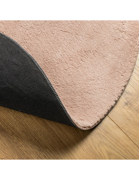 Tappeto a Pelo Corto HUARTE Morbido e Lavabile Rosato Ø 80 cm