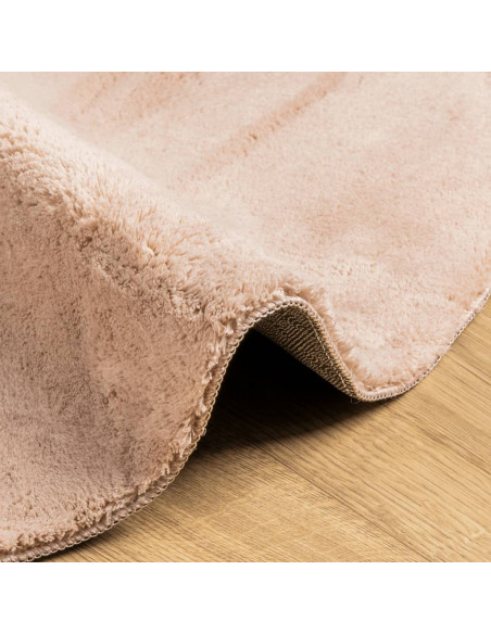 Tappeto a Pelo Corto HUARTE Morbido e Lavabile Rosato Ø 80 cm