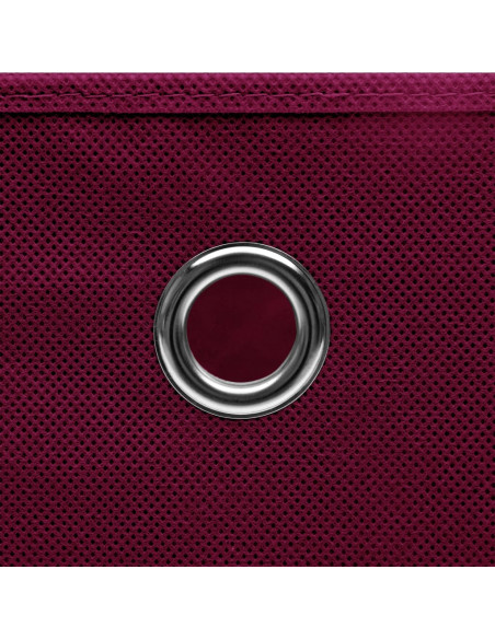Scatole con Coperchi 4pz Rosso Scuro 32x32x32 cm Tessuto