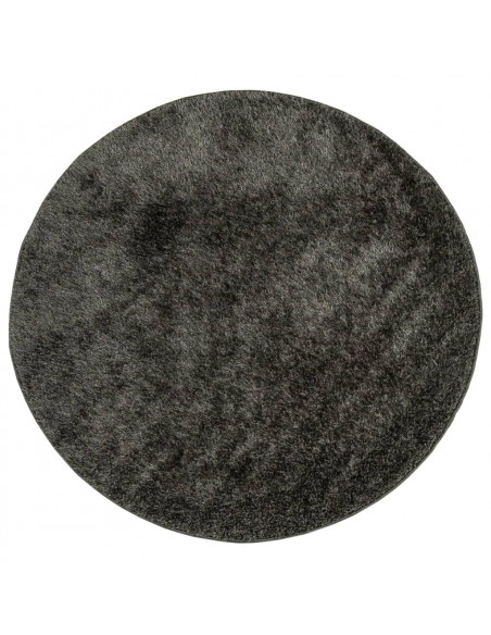 Tappeto a Pelo Lucido Lungo ISTAN Effetto Antracite Ø 120 cm
