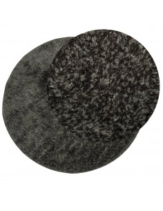 Tappeto a Pelo Lucido Lungo ISTAN Effetto Antracite Ø 120 cm 2