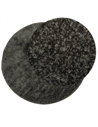 Tappeto a Pelo Lucido Lungo ISTAN Effetto Antracite Ø 120 cm