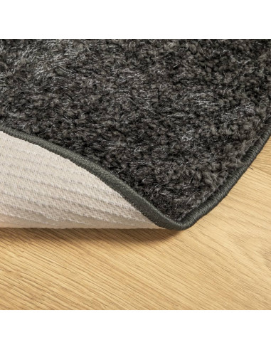 Tappeto a Pelo Lucido Lungo ISTAN Effetto Antracite Ø 120 cm