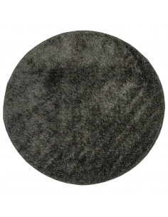 Tappeto a Pelo Lucido Lungo ISTAN Effetto Antracite Ø 80 cm