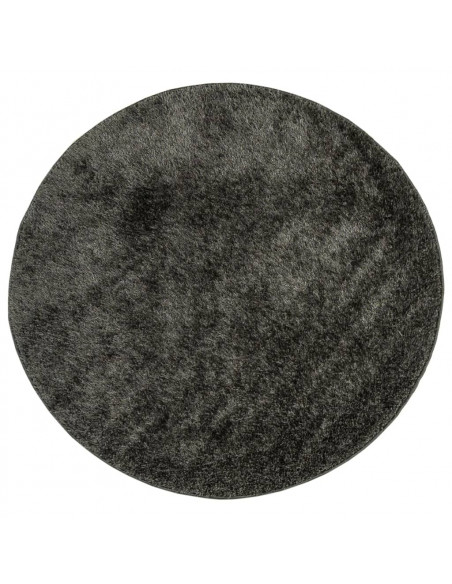 Tappeto a Pelo Lucido Lungo ISTAN Effetto Antracite Ø 80 cm