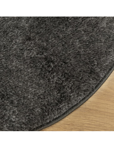Tappeto a Pelo Lucido Lungo ISTAN Effetto Antracite Ø 80 cm