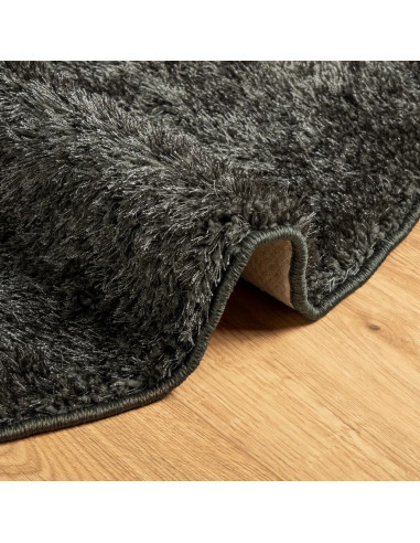 Tappeto a Pelo Lucido Lungo ISTAN Effetto Antracite Ø 80 cm