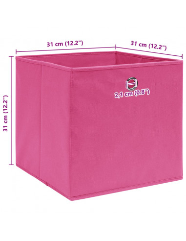 Scatole Portaoggetti 10 pz Rosa 32x32x32 cm Tessuto