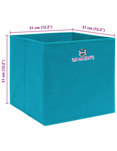 Scatole Portaoggetti 10pz Azzurre 32x32x32 cm Tessuto