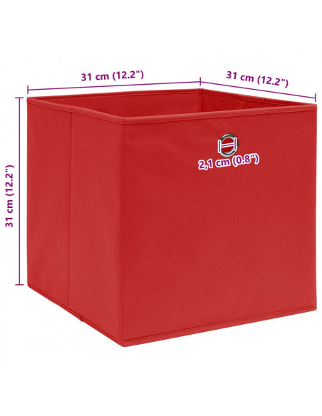 Scatole Portaoggetti 10pz Rosse 32x32x32 cm Tessuto