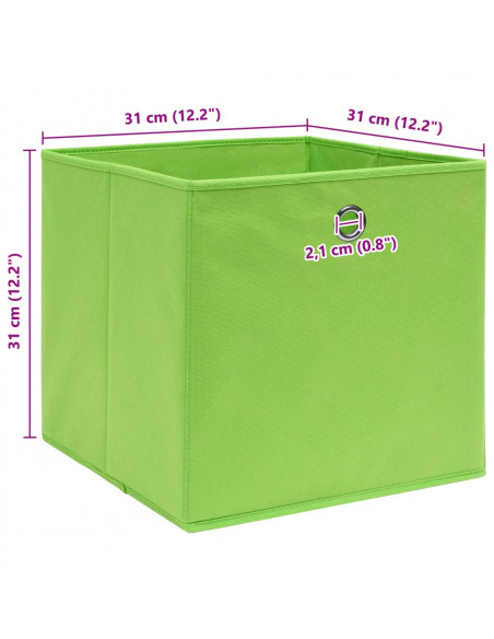 Scatole Portaoggetti 10pz Verdi 32x32x32 cm Tessuto