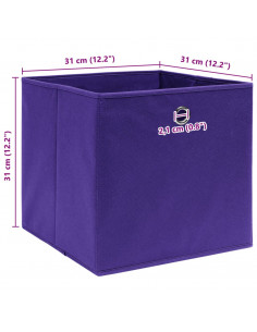 Scatole Portaoggetti 10pz Viola 32x32x32 cm Tessuto