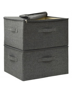 Scatole Portaoggetti 2pz in Tessuto 43x34x23 cm Antracite