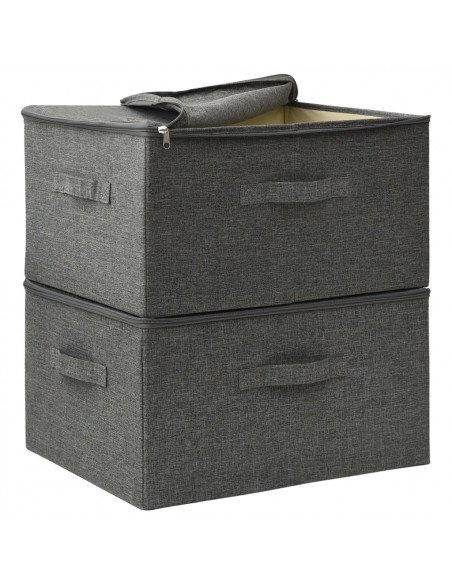 Scatole Portaoggetti 2pz in Tessuto 43x34x23 cm Antracite