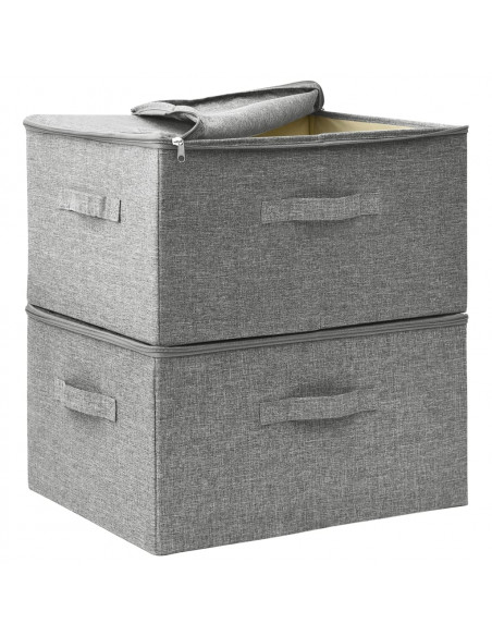 Scatole Portaoggetti 2pz in Tessuto 43x34x23 cm Grigio
