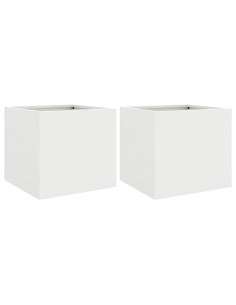 Fioriere 2 pz Bianche 32x30x29 cm in Acciaio Laminato a Freddo 2