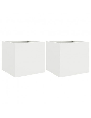 Fioriere 2 pz Bianche 32x30x29 cm in Acciaio Laminato a Freddo