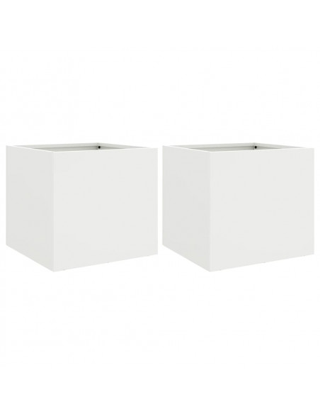 Fioriere 2 pz Bianche 32x30x29 cm in Acciaio Laminato a Freddo