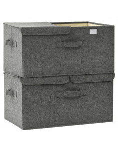 Scatole Portaoggetti 2pz in Tessuto 50x30x25 cm Antracite