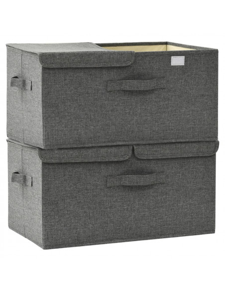 Scatole Portaoggetti 2pz in Tessuto 50x30x25 cm Antracite