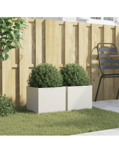 Fioriere 2 pz Bianche 32x30x29 cm in Acciaio Laminato a Freddo