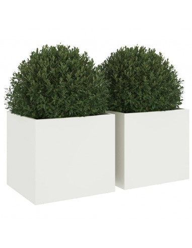 Fioriere 2 pz Bianche 32x30x29 cm in Acciaio Laminato a Freddo