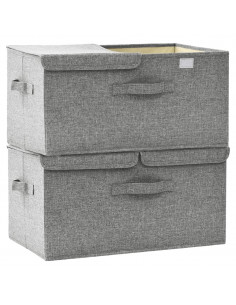 Scatole Portaoggetti 2pz in Tessuto 50x30x25 cm Grigio