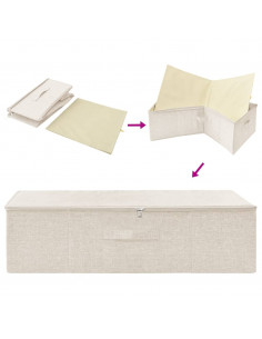 Scatole Portaoggetti 2pz in Tessuto 70x40x18 cm Crema