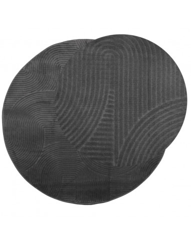 Tappeto IZA a Pelo Corto con Aspetto Scandinavo antracite Ø80cm