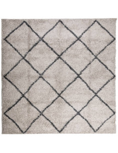 Tappeto Shaggy a Pelo Lungo Moderno Beige e Antracite 240x240cm