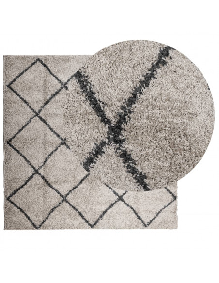 Tappeto Shaggy a Pelo Lungo Moderno Beige e Antracite 240x240cm