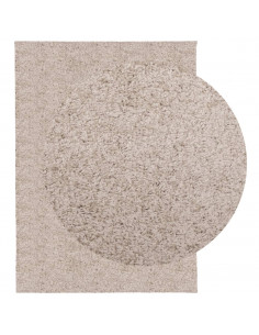 Tappeto Shaggy a Pelo Lungo Moderno Beige 140x200 cm 2