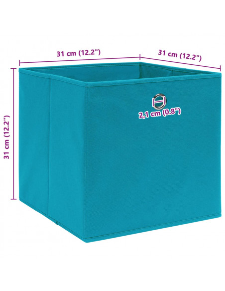Scatole Portaoggetti 4pz Azzurre 32x32x32 cm Tessuto