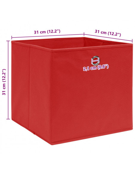 Scatole Portaoggetti 4pz Rosse 32x32x32 cm Tessuto