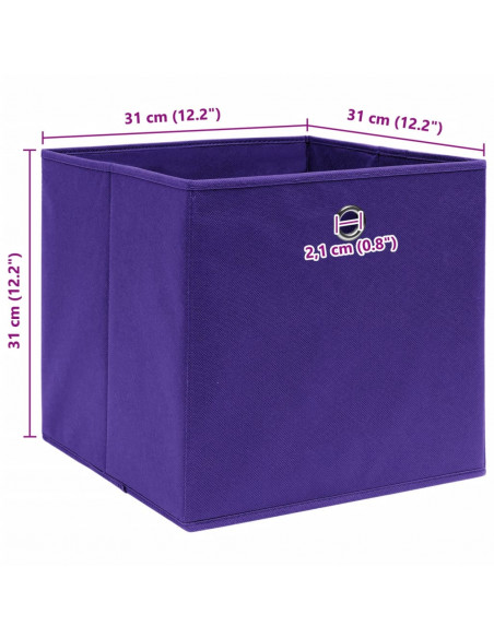 Scatole Portaoggetti 4pz Viola 32x32x32 cm Tessuto