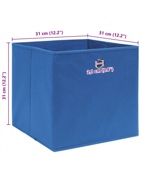 Scatole Portaoggetti con Coperchi 10pz Blu 32x32x32 cm Tessuto