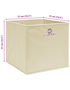 Scatole Portaoggetti con Coperchi 10pz Crema 32x32x32cm Tessuto