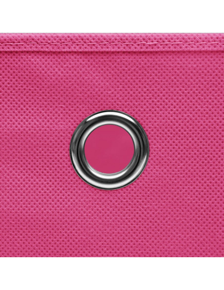Scatole Portaoggetti con Coperchi 10pz Rosa 32x32x32 cm Tessuto