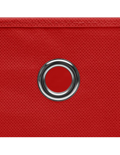 Scatole Portaoggetti con Coperchi 10pz Rosse 32x32x32cm Tessuto