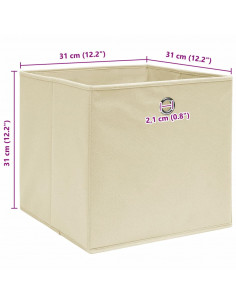 Scatole Portaoggetti con Coperchi 4pz Crema 32x32x32 cm Tessuto