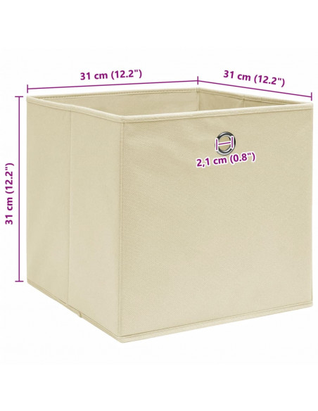 Scatole Portaoggetti con Coperchi 4pz Crema 32x32x32 cm Tessuto
