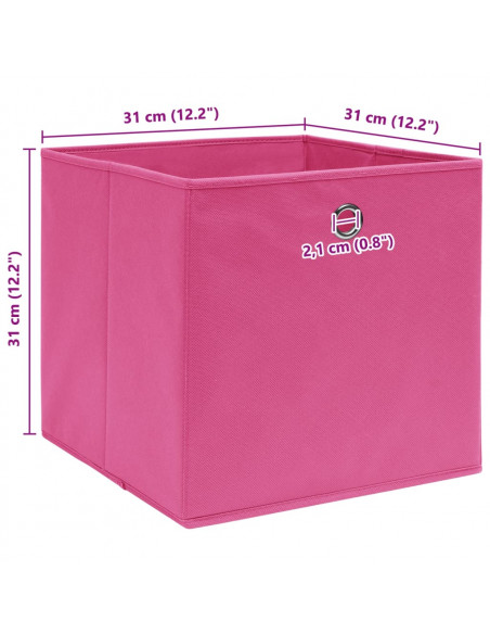 Scatole Portaoggetti con Coperchi 4pz Rosa 32x32x32 cm Tessuto
