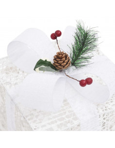 Scatole Regalo Decorative Natale 3pz Bianche da Esterno Interni