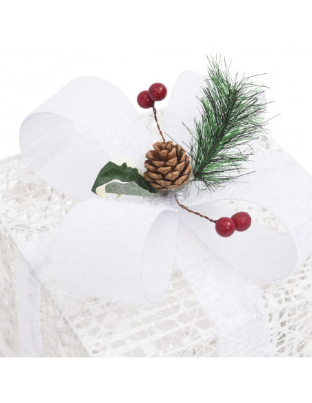 Scatole Regalo Decorative Natale 3pz Bianche da Esterno Interni