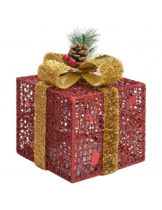 Scatole Regalo Decorative Natale 3pz Rosse da Esterno Interni
